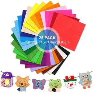 25PCS Felt Sheets, Various Colors of Felt Fabric Can Be Used For DIY, Sewing, Patchwork, Decoration (7.8”×7.8”)