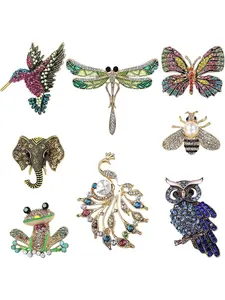 Natural 8 Pcs Diverse Animal Biological Brooches Christmas Brooch Pins Colorful Enamel Jewelry Set Breast Pin Santa Claus Snowman Jingle Bell Christmas Tree Stockings Candy Cane Gift Ornaments Lapel Pin for Christmas Festival