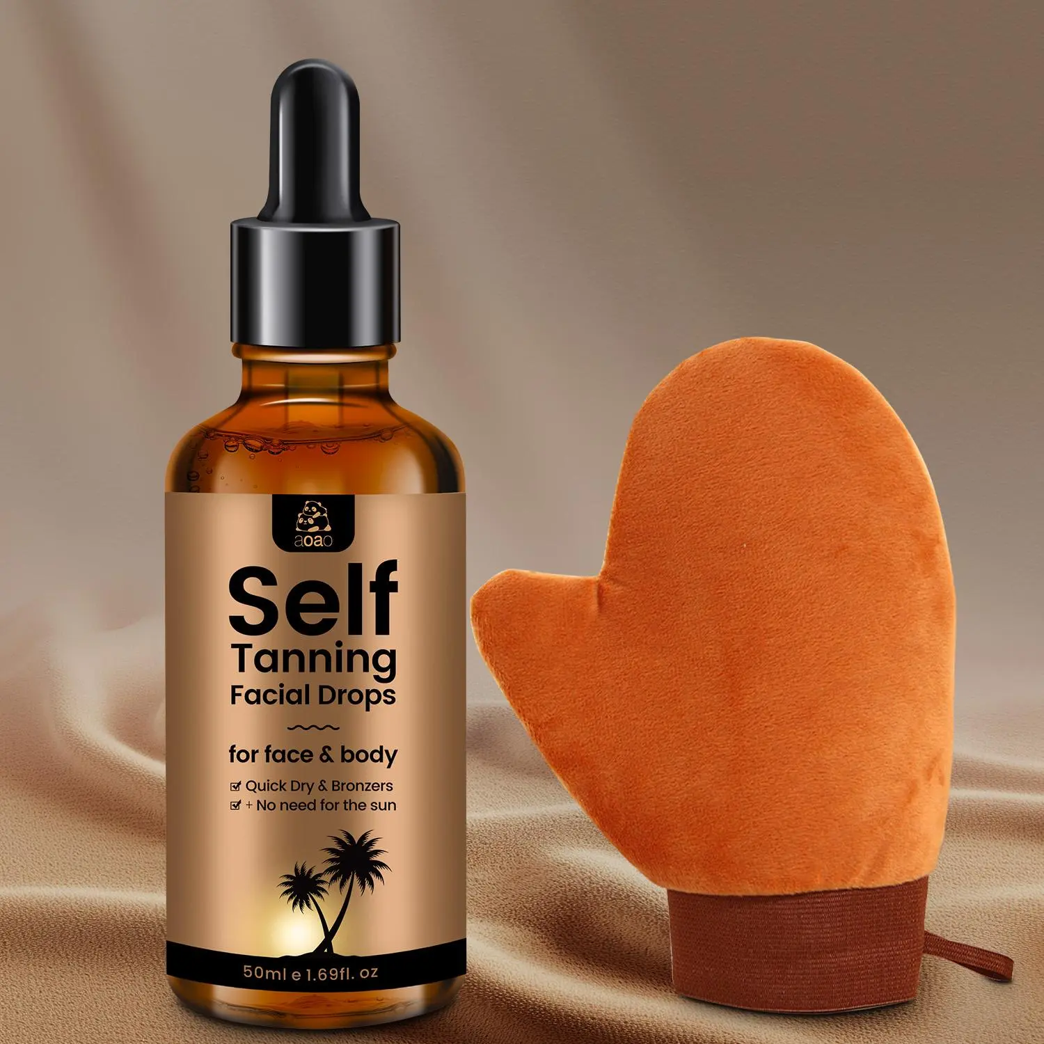 AOAO Alcohol-Free Self Tanning Drops with Jojoba & Coconut Oil - Adjustable Gradual Bronzer for Mixing with Moisturizer, Natural Glow Combination Skin Skincare Serum for Face & Body Care