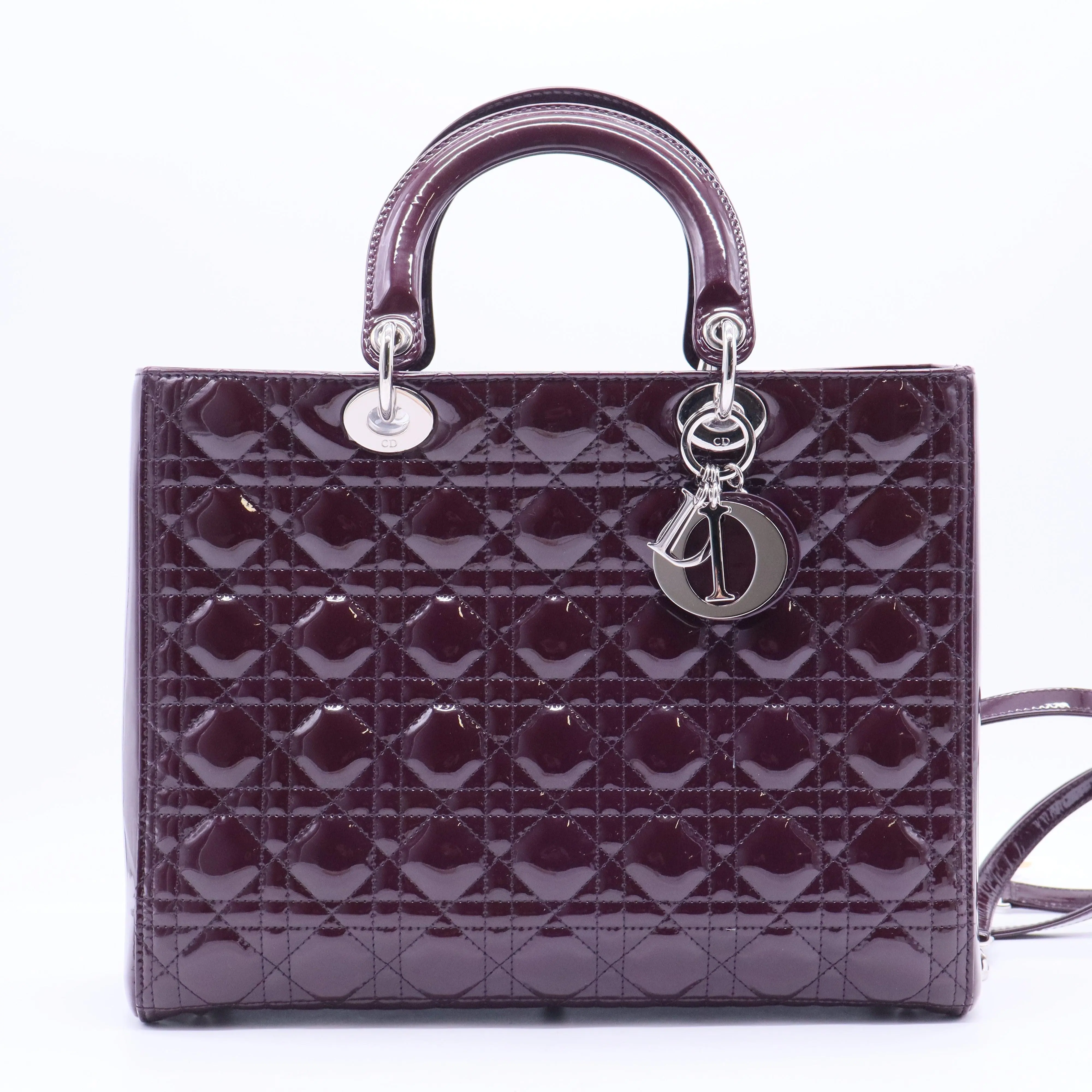 Pre-owned Dior Patent Tote Bags Lady Bag Cannage Quilt Large
