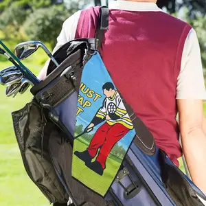 Cartoon Golfer Pattern Golf Towel, Unisex Golf Accessories, High-Quality Absorbent Material, Perfect Gift for Golf Lovers