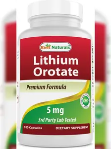 Best Naturals Lithium Orotate 5 mg 180 Capsules - Non GMO - Gluten Free