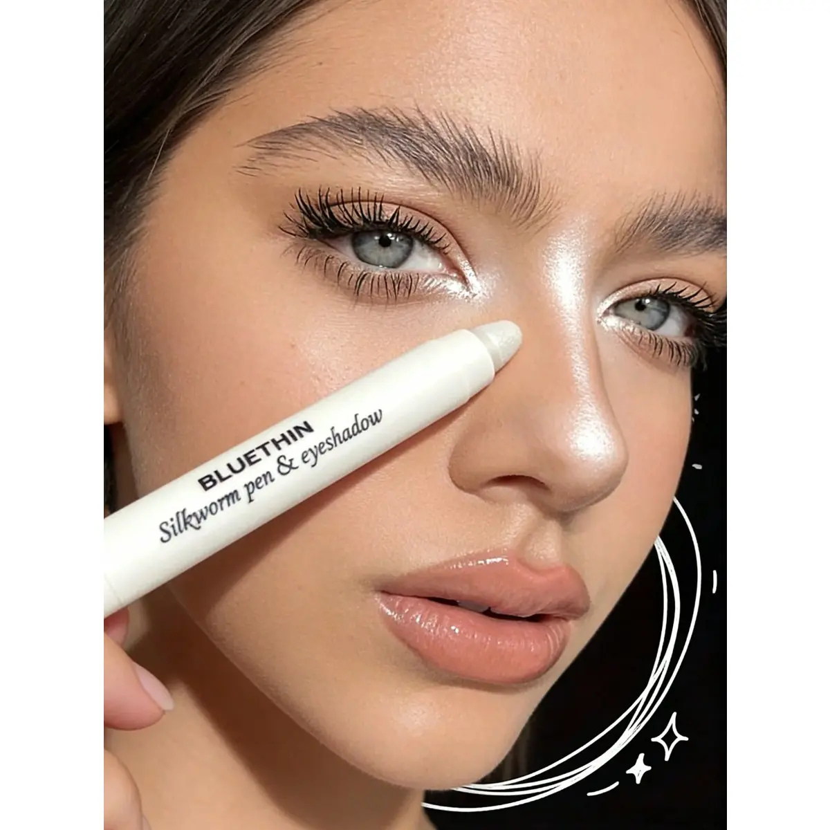 Shimmering Eye Highlighter Pencil, Long-Lasting Brightening Eye Shadow Pencil, Pearlescent White Shimmery Eyeshadow Blending Pencil, Music Festival Eye Makeup, Glitter Shimmer Eyeshadow