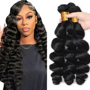 Human Hair Bundles Loose Wave Human Hair Loose Deep Wave BundlesWet and Wavy Bundle Quick Weave Extensions