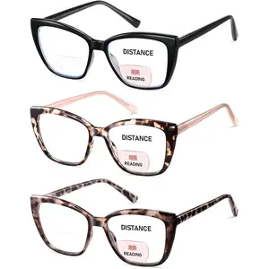 Bifocal Reading Glasses Women  Eye  Blue Light Blocking Computer Readers Designer Clear Top Eyewear PT2001