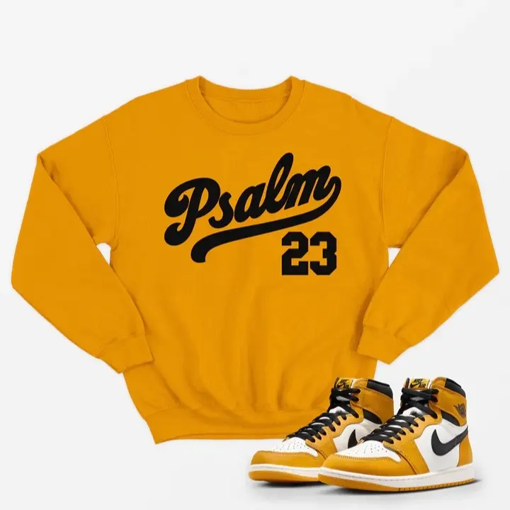 Men's Crewneck Sweatshirt - Psalm 23 Bible Quote Slogan, 8.4 oz/yd² 80/20 Ring-Spun Cotton-Polyester Soft Blend Fleece-Lined Dropped Shoulder Pullover, Classic Fit Mens Tops