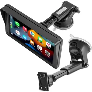 Replacement Suction Cup Car Mount for CarPlay Screen with Quick Extension Arm, Compatible with 7-11 Inch Portable Car Play Screens, Adjustable Dashboard Windshield in-Car Monitor Bracket Holder