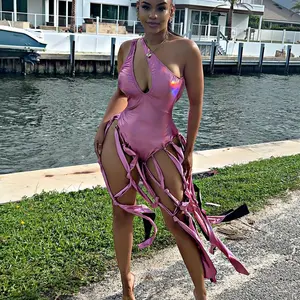 The Imperial Luxe Fringe Leotard (Unicorn Pink) Bodysuits Swimsuit