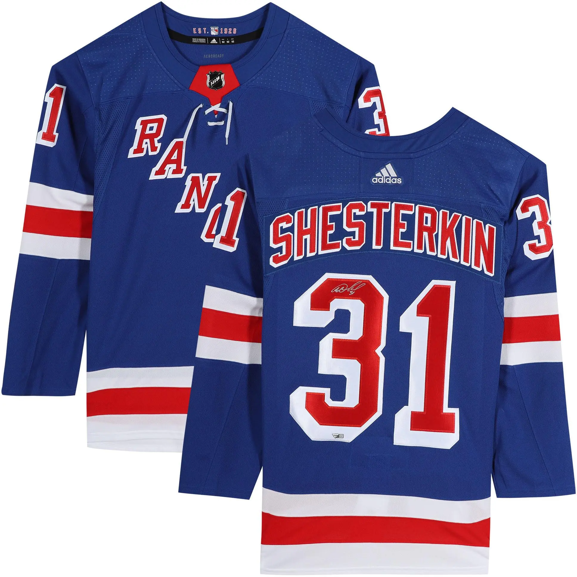 Igor Shesterkin New York Rangers Autographed Blue Adidas Authentic Jersey - Fanatics Authentic Certified
