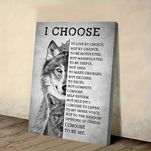 2D Flat, 2D Flat, 2D Flat Design, 1pc, Framed, Wolf-Themed Wall Art Featuring Inspirational Images of Wolves. Ideal for Decorating Bathrooms, Kitchens, Bedrooms, Living Rooms, And Home Offices. Canvas Posters
