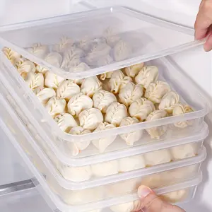 Food-grade rectangular dumpling container set of 4, made of PP plastic, airtight container for grilling, skewers, meal preparation, food storage, BPA-free, food-sealing storage box, freezer-safe box with lid, small cake or pastry container.