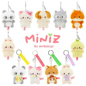 Miniz by Anirollz Kawaii Plush Keychain – Bag Charm Toy | 11 Cute Characters to Choose From! | Miniz Basic + Mini-Me Series (Each Holding a Tiny Version of Themselves) | Soft, Collectible, Perfect for Bags & Gifts