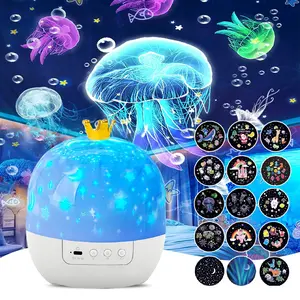1pc Space-Themed Galaxy Night Light Projector, Starry Projector | 21 Patterns, USB Powered, Adjustable Brightness, Push Button Control, Plastic Lamp Shade, Freestanding Tabletop Lamp for Bedroom, Christmas Gift, Room Decoration, No Battery