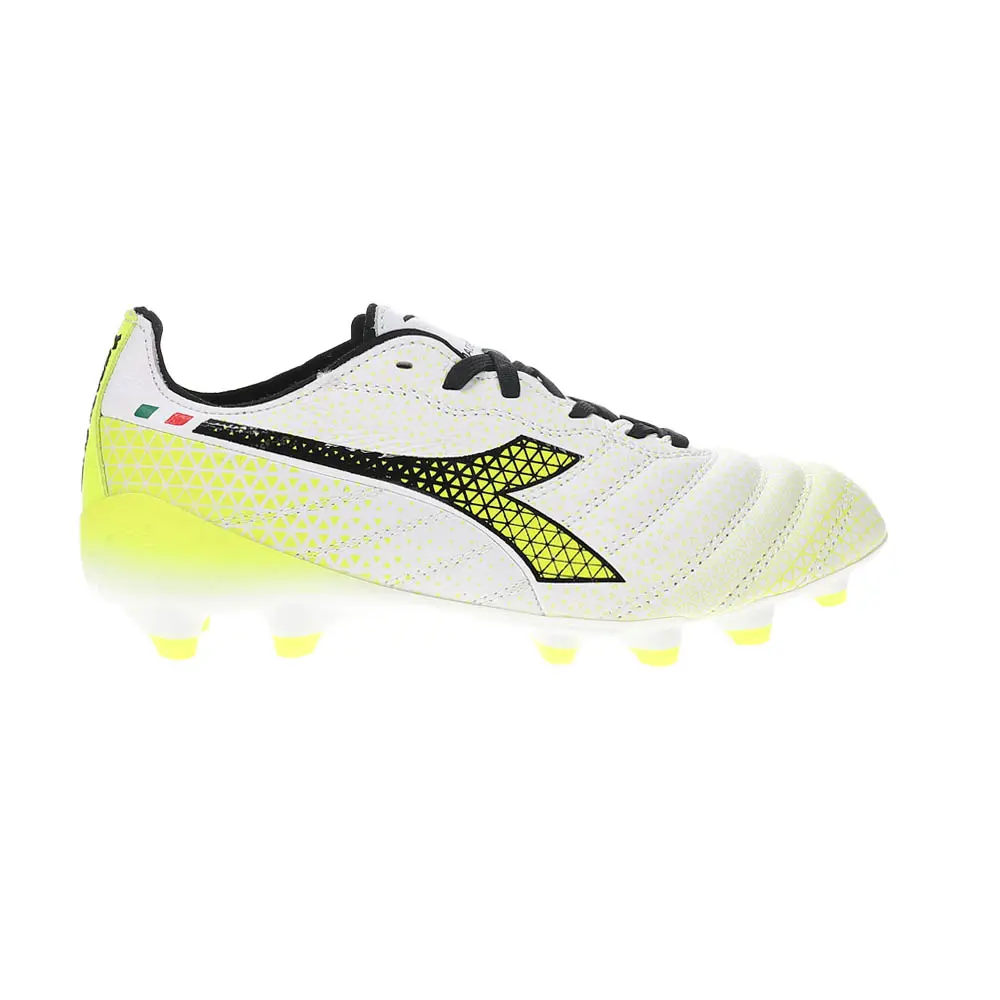 diadora Mens Brasil Elite Tech Gr Ita Lpx Soccer Cleats - White, Yellow diadora Mens Brasil Elite Tech Gr Ita Lpx Soccer Cleats - White, Yellow