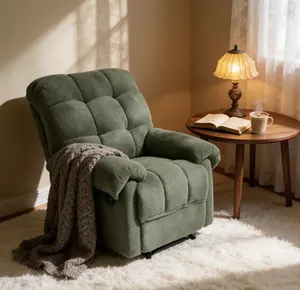 Eyisean 36.2" Modern Manual Recliner Chair, Ergonomic Lounge Chair with Upholstered Armrests & Footrest, Adjustable Reading Chair with Side Pocket & Overstuffed Back, Home Theater Seating for Living Room, Bedroom, Small Space