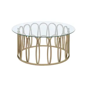 Monett Round Glass Top Coffee Table Chocolate Chrome