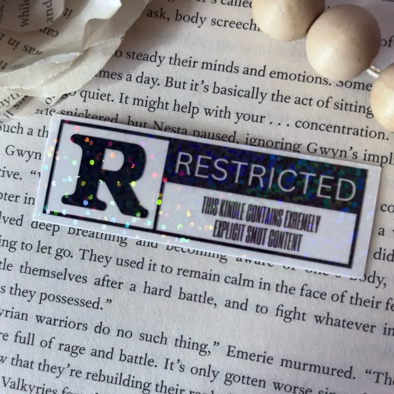 Bookish Waterproof Stickers - DIY Scrapbooking Accessory with "Restricted: This Kindle Contains Explicit Smut Content" Design