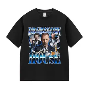 Dr. Gregory House Meme Graphic T-Shirt - Men's 100% Cotton Oversized Shortsleeve, Soft Breathable Stylish Fabric Casual Streetwear Sports Top with Cargo Print Humor Aesthetic