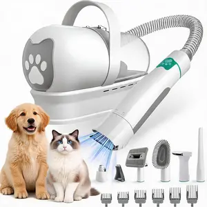 All-in-One Professional Pet Hair Vacuum Cleaner and Clipper Combo for Dogs Cats Shedding, 7-in-1 Heavy-Duty Grooming Appliance with 6 Safety Positioning Guard Combs