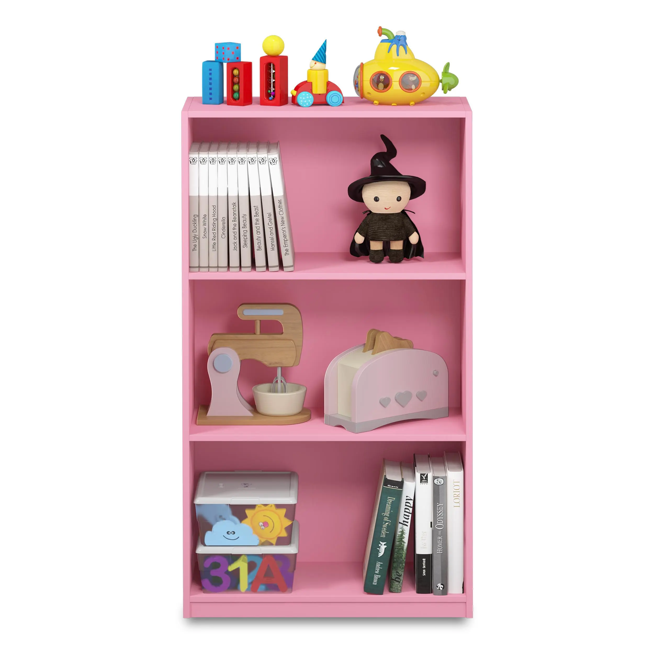3-Tier Contemporary Open-Shelf Bookshelf - Indoor Storage Furniture, 9.3x21.8x39.5in Shelves for Bedroom, Living Room, Collectibles Display & Small Room Ideas, Room Storage