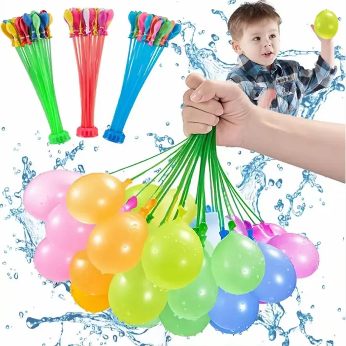 Rapid Fill Self-Sealing Water Balloons, 444 Pcs Instant Latex Water Balloons, Summer Outdoor Water Fight Toys, Self-Tying Balloons with Hose Adapter for Pool Party, Kids & Adults