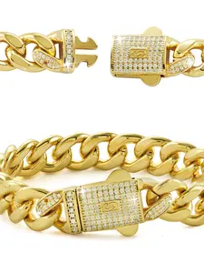 Miami Cuban Chain Bracelet Plated 18k, Quick Buckle Design, Hip Hop Jewelry for Men and Women, Unisex Fashion Accessory, Cuban Link Bracelet