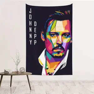 Johnny Depp Tapestry Wall Hanging Home Decoration Wall Blanket Dormitory Living Room Bedroom Backdrop Poster Decorative Light pink bedroom accessories