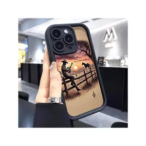 Case For IPhone 16 Pro Max 15 Plus 14 13 12 11 XS XR Western Cowboys Sunset Pocket-Friendly Shockproof Silicone Protective Softcase