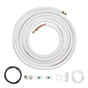 VEVOR 25FT Mini Split Line Set, 1/4 3/8 O. D Copper Pipes Tubing and Triple-Layer Insulation, for Air Conditioning or Heating Pump Equipment HVAC with Rich Accessories (27ft Connection Cable)