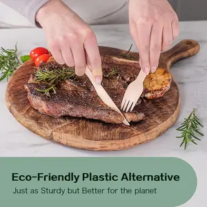Wooden Compostable Cutlery Set Sturdy Wooden Disposable Cutlery Party, Biodegradable Cutlery Plastic Free Cutlery Set
