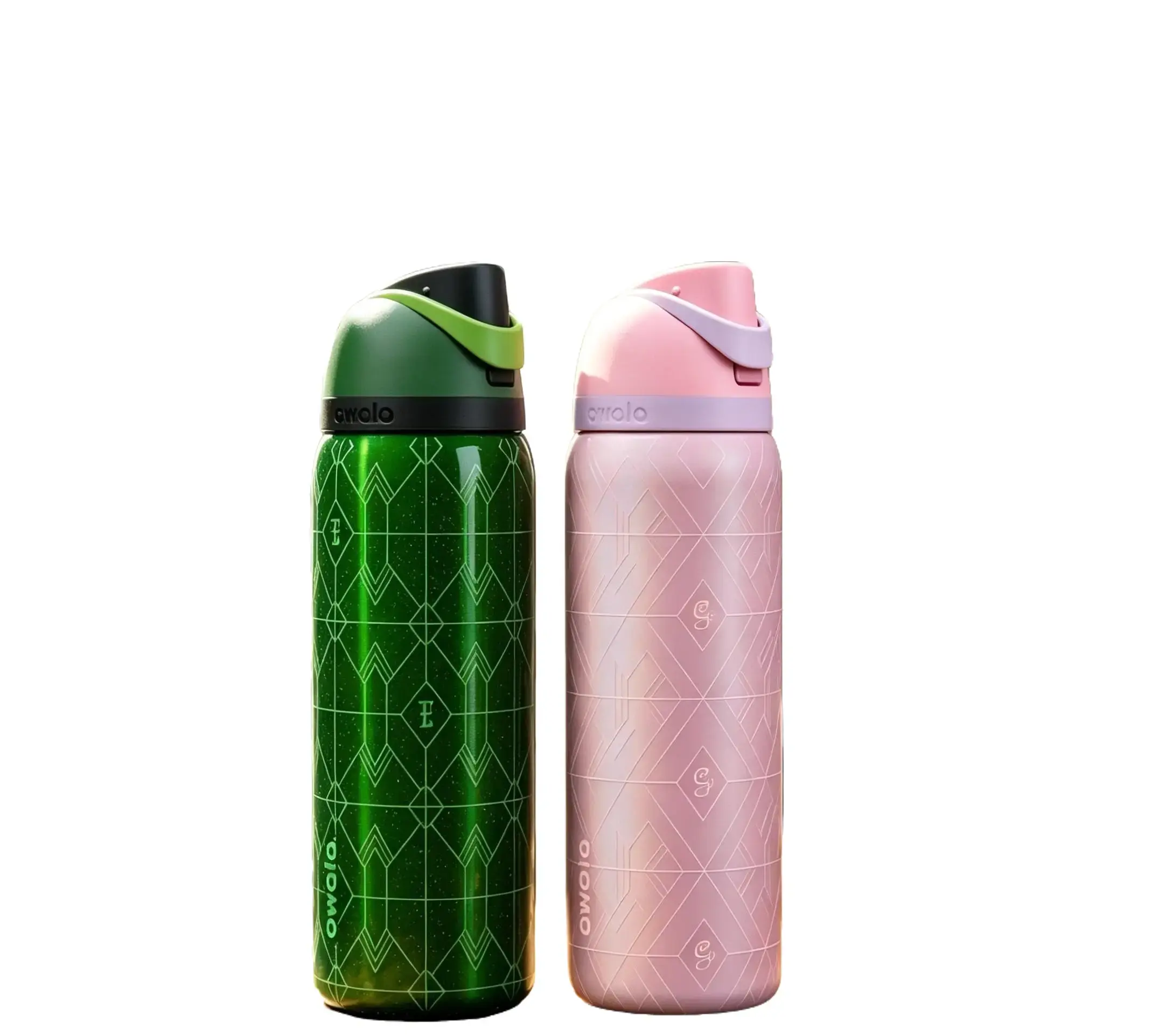 Owala 32oz Stainless Steel Water Bottle - Straw Lid,estheticDrinkware Leak-Proof,  BPA-Free, Portable Gym Travel Flask Leakproof Flip Lid with Built-in Straw, Pink Leopard Print Travel Tumbler for Gym Travel
