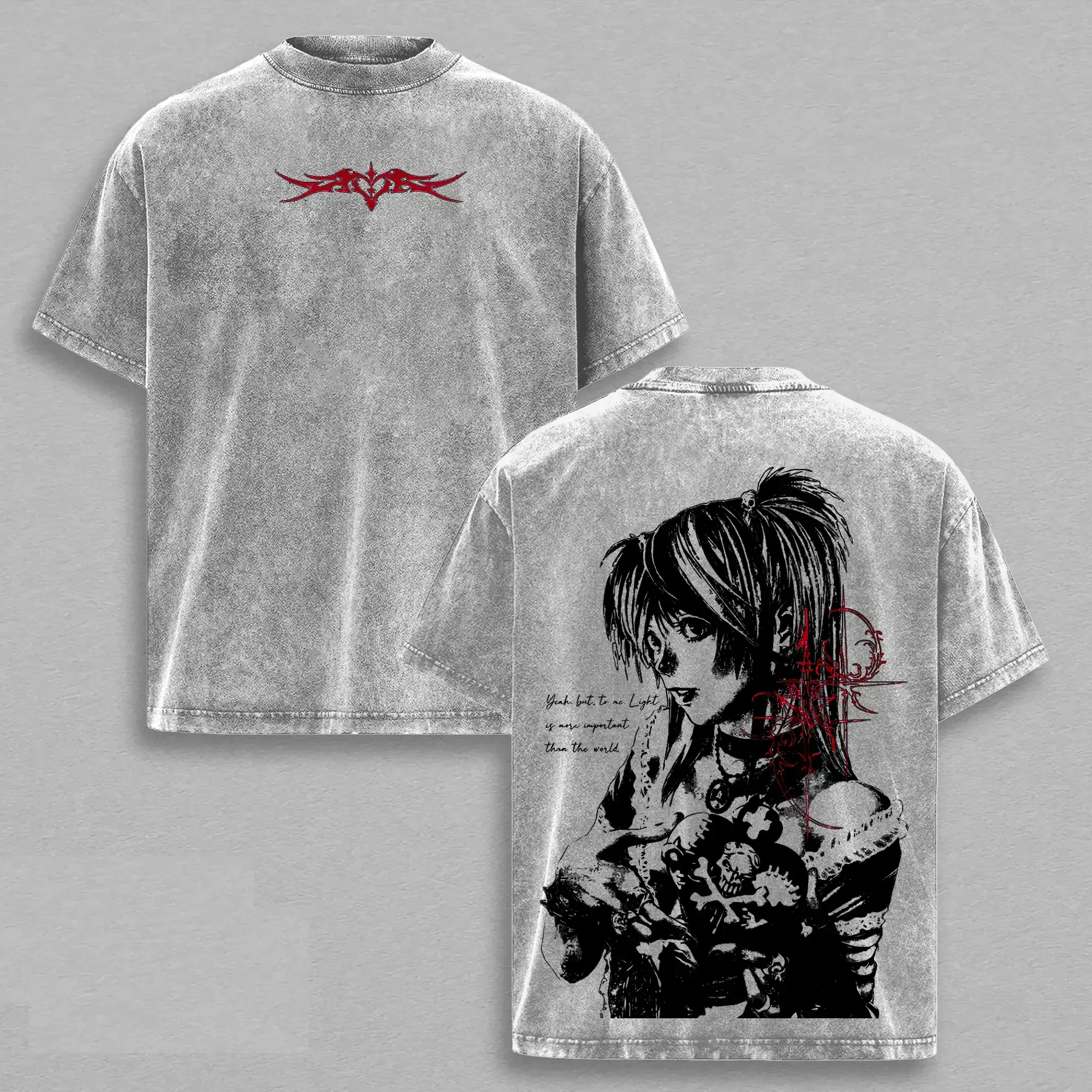 Misa Amane Death Note Unisex couple T-shirt, Vintage Washed Gothic Anime Graphic Tee, Dark Aesthetic Oversized Shirt, Unisex Streetwear. Street retro T-shirt  tee