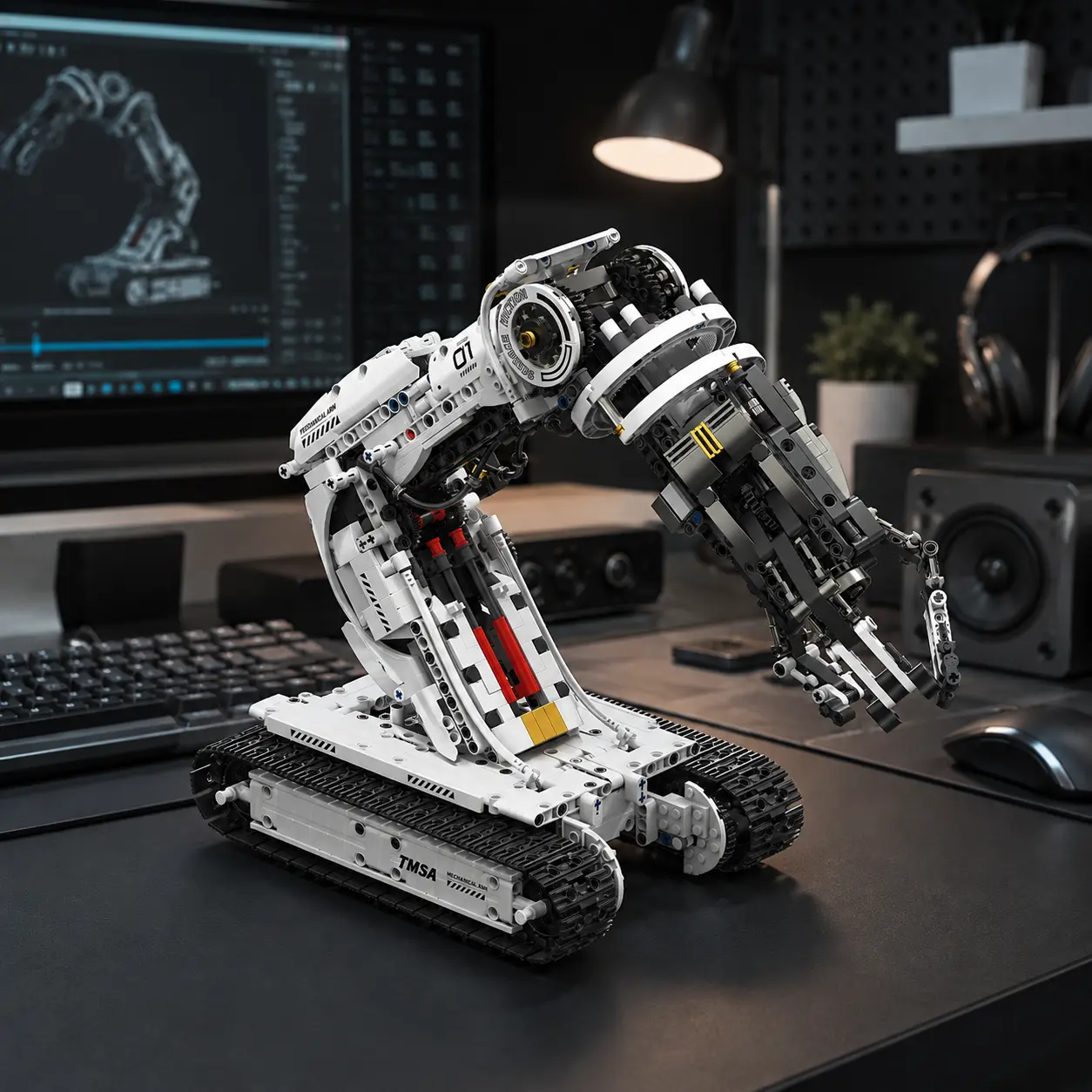 1000+ PCS Programmable Robot Arm Building Blocks, RC & APP Controlled 360° Rotating Mechanical Claw, STEM Engineering Kit, Cool Tech Desk Gadget, Screen-Free Back to School Gift for Teen Boys & Future Engineers