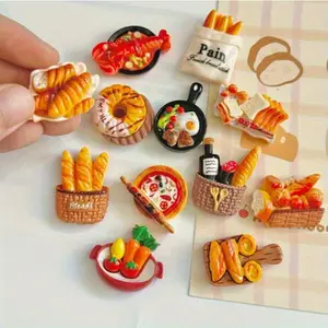 Resin Food Beads Set for DIY Jewelry Making, Mini Bread Pizza French Food Charms, Art Charms, Earrings Hair Accessories Keychains Phone Cases Shoes Decorations