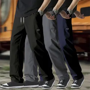 Men's Casual Pants Spring Summer Trousers in Black Gray & Navy Blue  Drawstring Waist