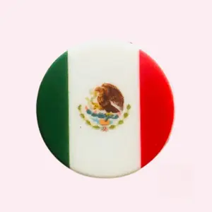 Mexico Pride Silicone Focal Beads Round Mexican Flag 28mm Food Grade Flexible for Jewelry Making Pens Keychains Baby Teethers Lanyards Car Charms Bracelets Pencils Zipper Pulls Cup Bag Charms
