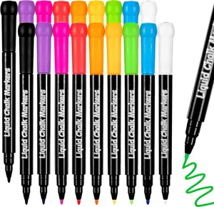 Liquid Chalk Markers - 18 Pack Wet Erase Markers for  Fridge Calendar, 1mm Fine Tip Chalkboard Marker for Whiteboard, Blackboard, Glass Board, Window, Mirror, Dry Erase Board