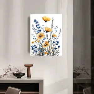 Painting Neutral Wildflowers Calligraphy Minimalist Inner Frame Painting Elevate Your Space Light Luxury Inner Frame Decor Create a Premium Home Vibe No Drilling Needed Easy to Hang HD Plants Art Inner Watercolor Frame Perfect for Living Room & Bedroom