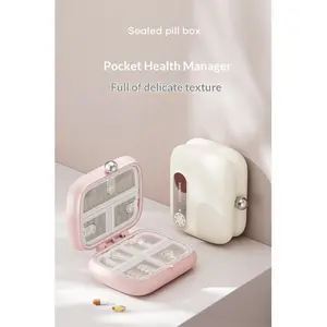 Portable pill box, mini pill box for three meals a day, mini pill container for carrying medication, pills, and health supplements
