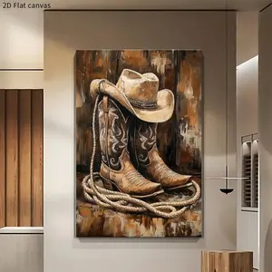 1pc cowboy boots and hats theme background banner - Country cowboy wood board theme, perfect for birthday party decoration, wall decoration, garden decoration, indoor and outdoor decoration, and photography background