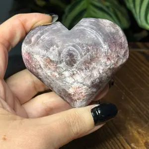 Lepidolite Heart Carving Calming Lavender Mica Crystal for Healing and Relaxation