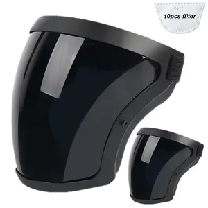 2 Pack Plastic Face Shield, Full Safety Face Protection Equipment with for Unisex an d Adult, Reusable Face Shield for Work Protection Anti Fogging Sun Smoke Oil Grain Dark Grey