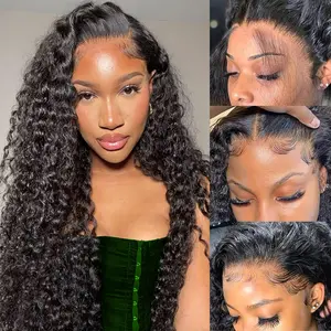 13x4 Jerry Curly Lace Front Wigs Human Hair 180 Density HD Lace Front Wigs Human Hair Pre Plucked Glueless Virgin Jerry Curly Wig for Women Natural Color 22inch-34inch