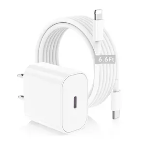 2Pack iPhone Fast Charger,Type C Wall Charger Block Plug and 6.6Feet USB C to Lightning Charging Cable Cord,Power Adapter Cube Brick Box for Apple iPhone 14 Pro Max/14 Plus/14/13/12 Mini/11/XS Max/XR/iPad