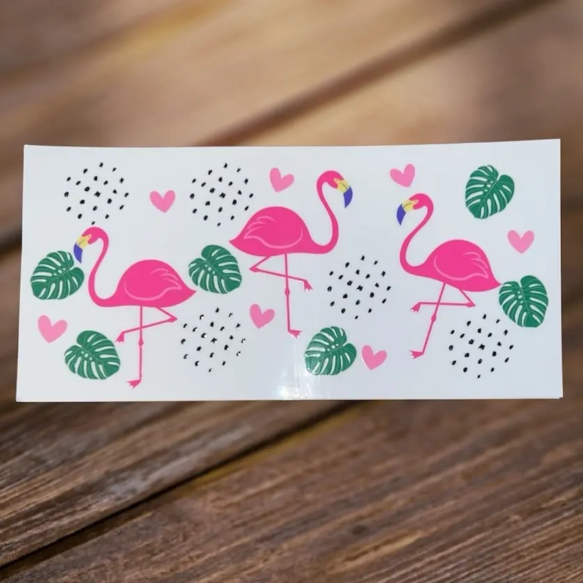 UVDTF Flamingo Wrap for 16oz Libbey Glass Cup, Waterproof Glass Sticker