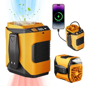 【FathersDayGift】Portable Waist Fan Clip On, MAX 24H Work Time,5000mAh Rechargeable Wearable Shirt Fan with LED Light, 5300RPM Powerful 10 Speed Belt Fans Personal Cooling Fans for Outdoor Jobsite Camping Travel
