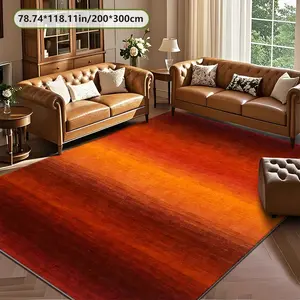 Velvet Soft Comfortable  Orange Red Gradient Abstract Art Rug 2D Printing Rug Fashion Home Decor, Commercial Decor Carpet, Living Room Rug, Sofa Cushion Bedroom Rug, Bedside Blanket Door Entrance Mat, Dining Table Carpet, Home Decor Rugs