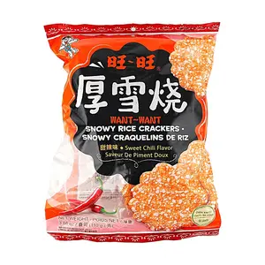 Want Want Snow Rice Crackers - Sweet & Spicy Flavor, 110g Bag - Non-Fried Taiwanese Snack
