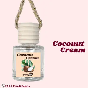 Coconut Cream Pure Air Scented Air Freshener Oil Diffuser - Hangable Glass Woody Design - Lasts 60+ Days - Fragrance Oil Diffuser