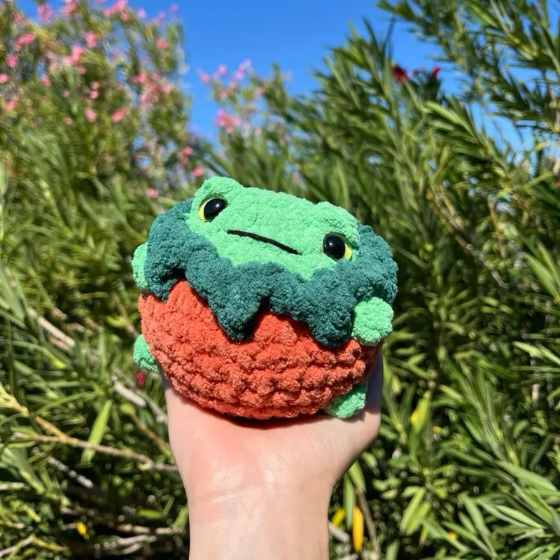 Crochet Chunky Pumpkin Toad - Halloween plush